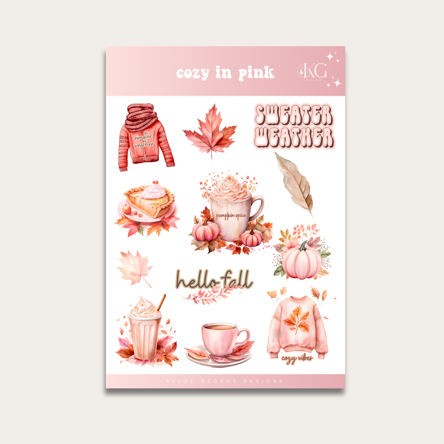 Cozy in Pink Fall Sticker Sheet