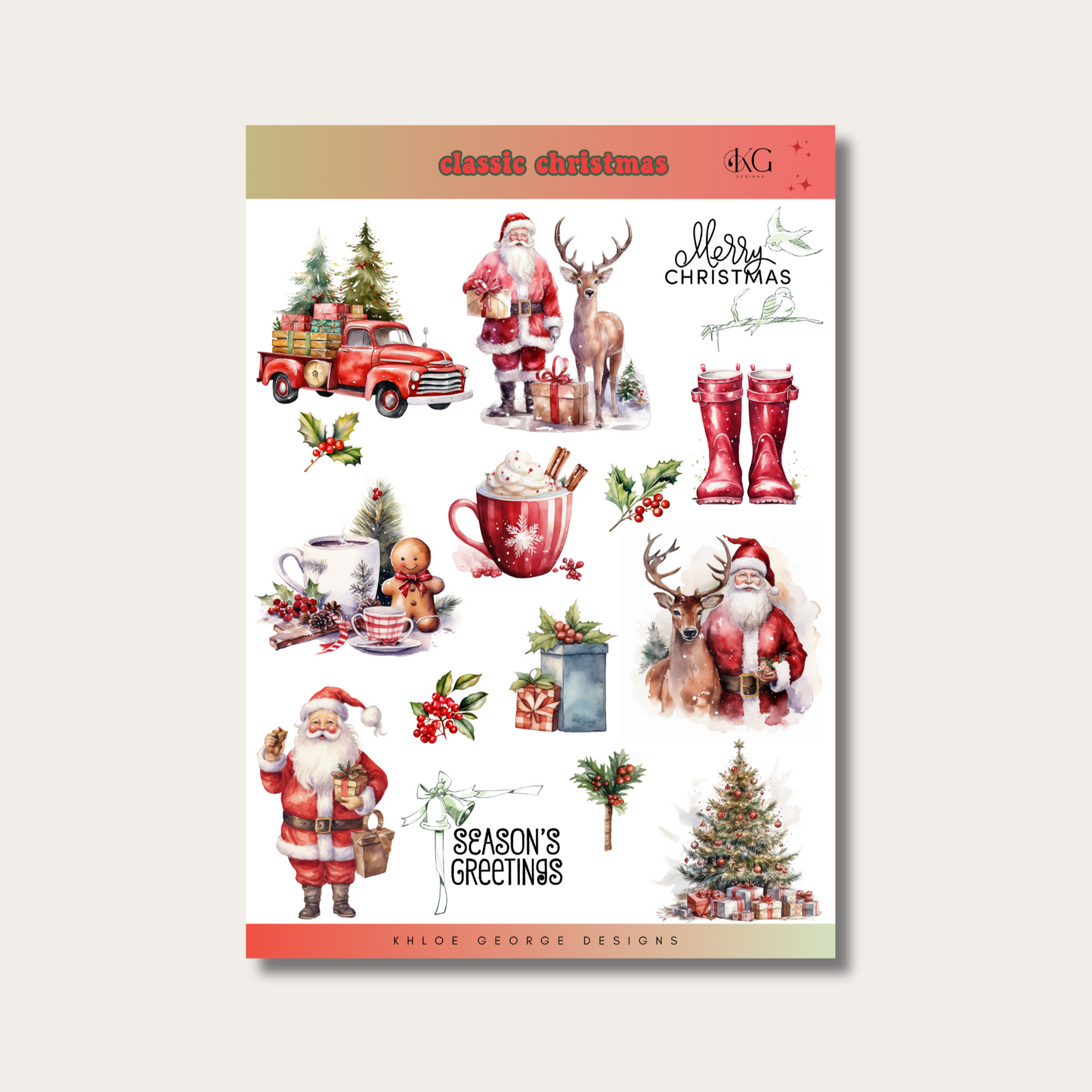 Classic Christmas Sticker Sheet