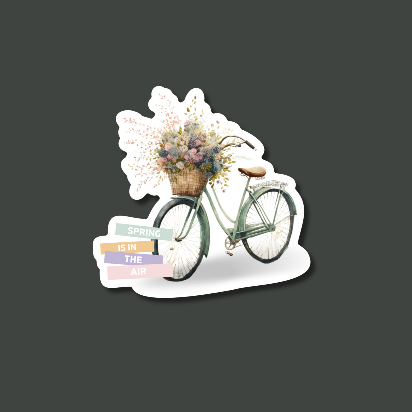 Spring is in the Air Vintage Bicycle Single Sticker