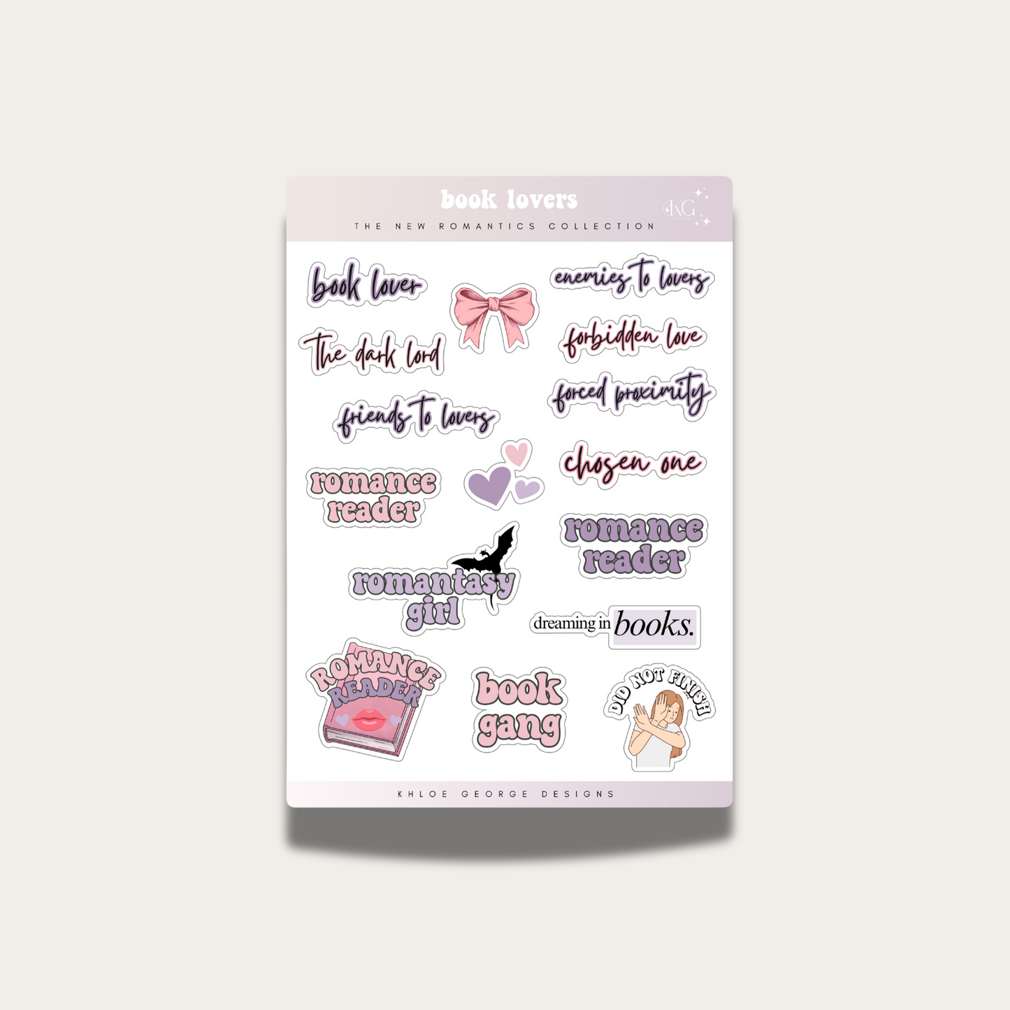 Romance Book Lovers The New Romantics Edition Sticker Sheet