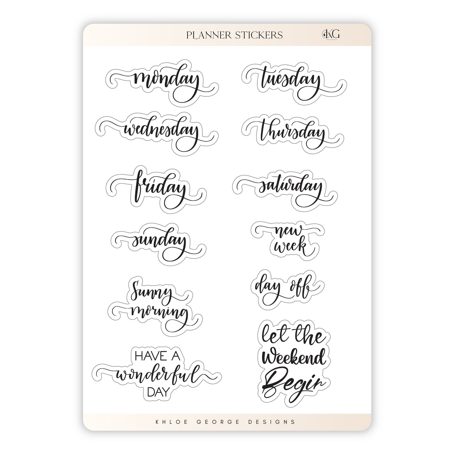 Everyday Planner Sticker Sheet - Classy Collection (Set of 2)